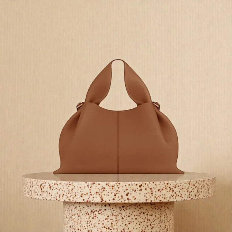 Soft Genuine Leather Cloud Shape Convertible Shoulder Crossbody Bag