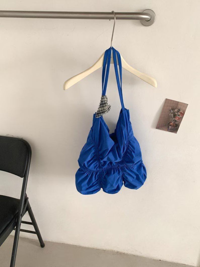 Ruched Lightweight Nylon Soft Shoulder Tote Bag